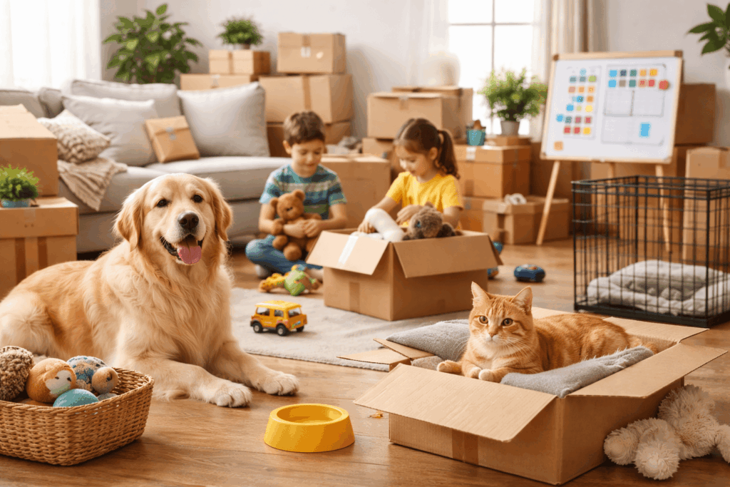 Verhuizen met kinderen of huisdieren